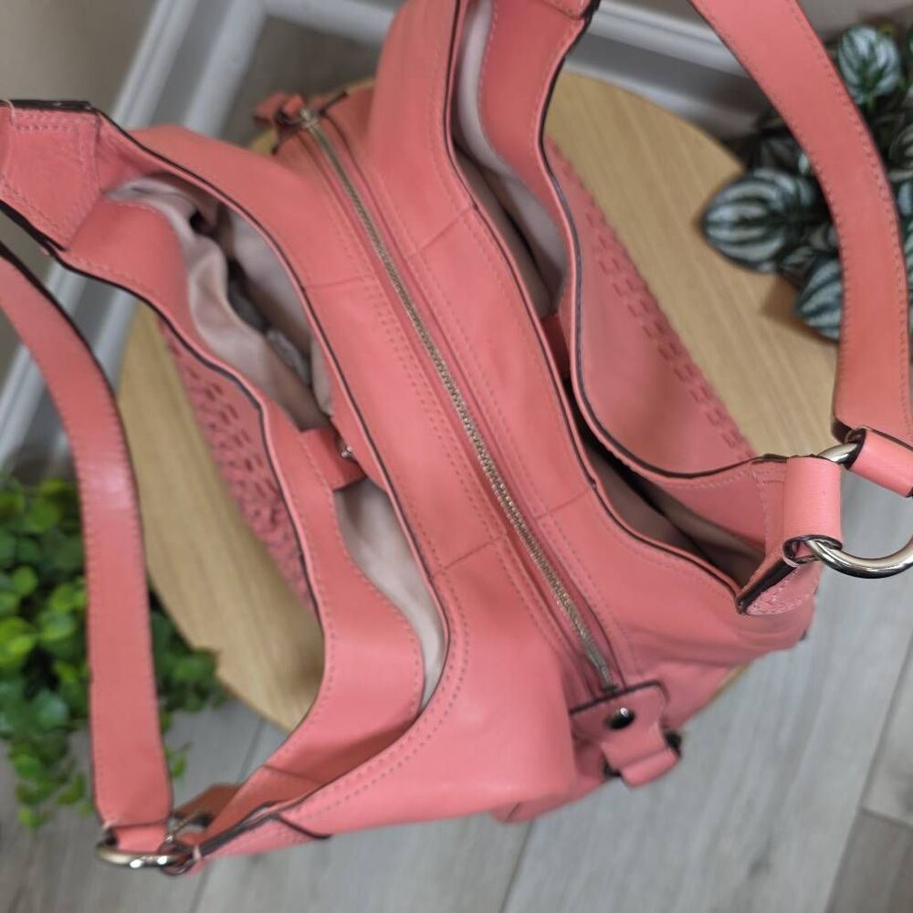 Coach Madison Maggie Woven Leather Shoulder Bag Salmon Pink F23385 Leather - Picture 13 of 16